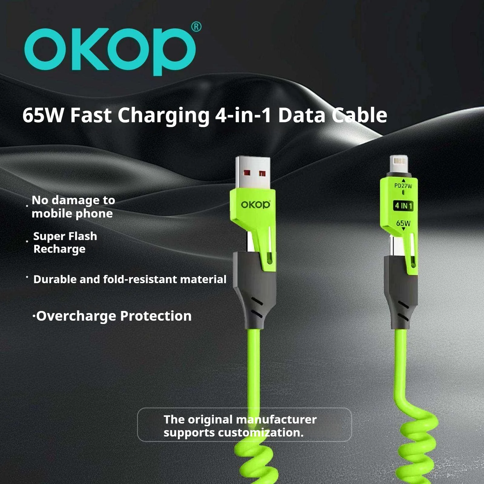 KP-314 3-in-1 4-in-1 65W Retractable Charging Cable Fast For Appl Huawe Product — image 2