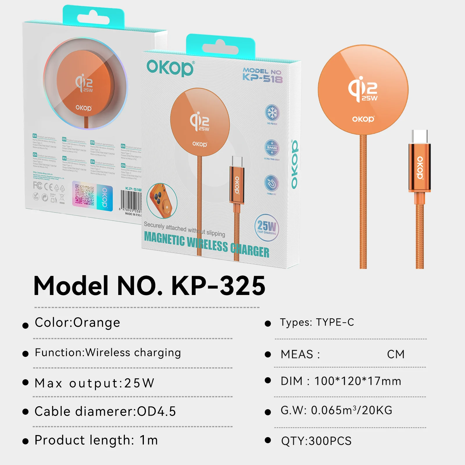 KP-325 Best-selling 25W High-power Magnetic Wireless Fast Charger Qi2 Compatible… — image 4