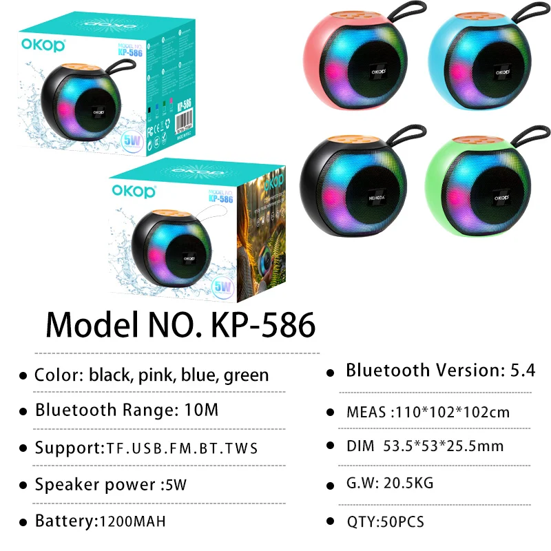 KP-586 Best-selling Wireless Bluetooth Speaker With Portable Handle And RGB Lighting… — image 5