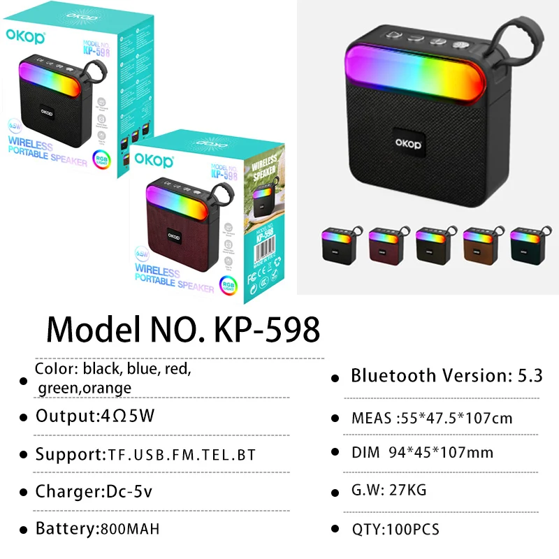 KP-598 Best-selling Wireless Bluetooth Speaker Compact And Portable Featuring RGB… — image 2