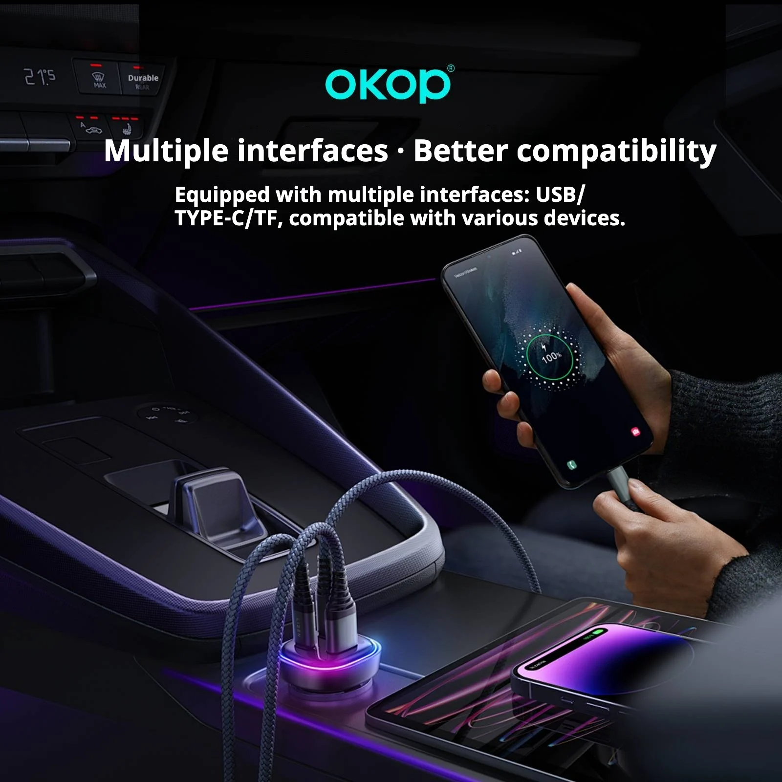 Kp-c105 Best-selling Multi-port Car Charger USB Type-c With Super-fast Charging And… — image 2