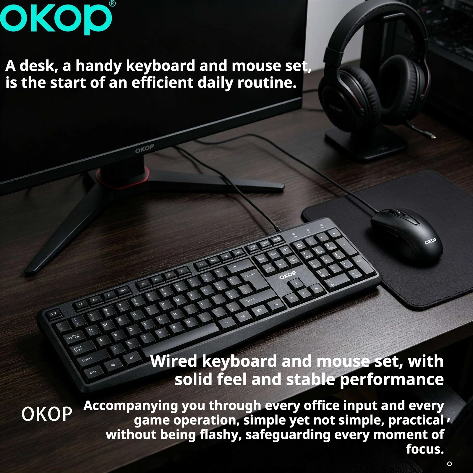 Kp-j450 Wired USB Keyboard And Mouse Set For Business Office Desktops — image 3