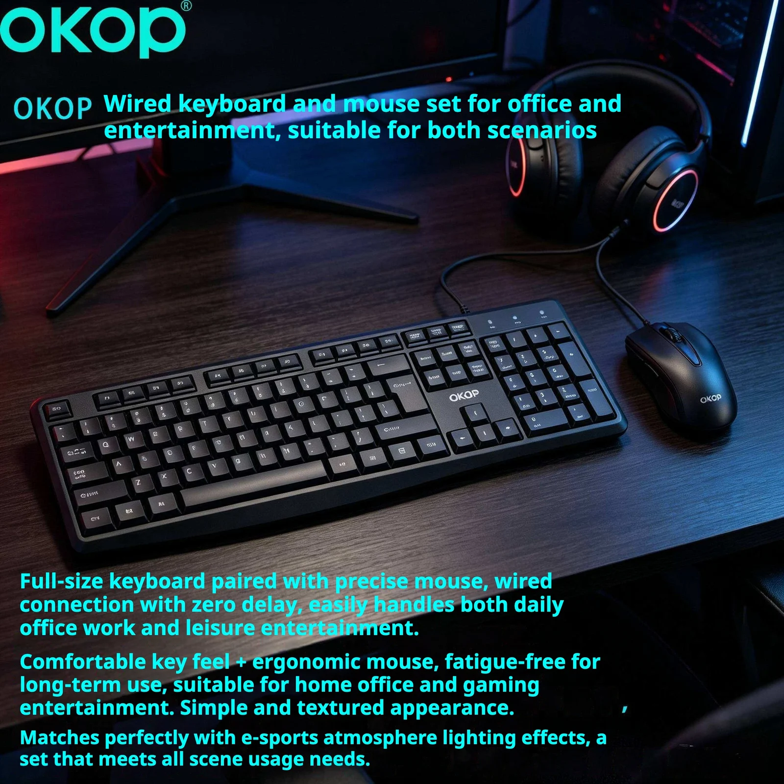 Kp-j450 Wired USB Keyboard And Mouse Set For Business Office Desktops — image 5