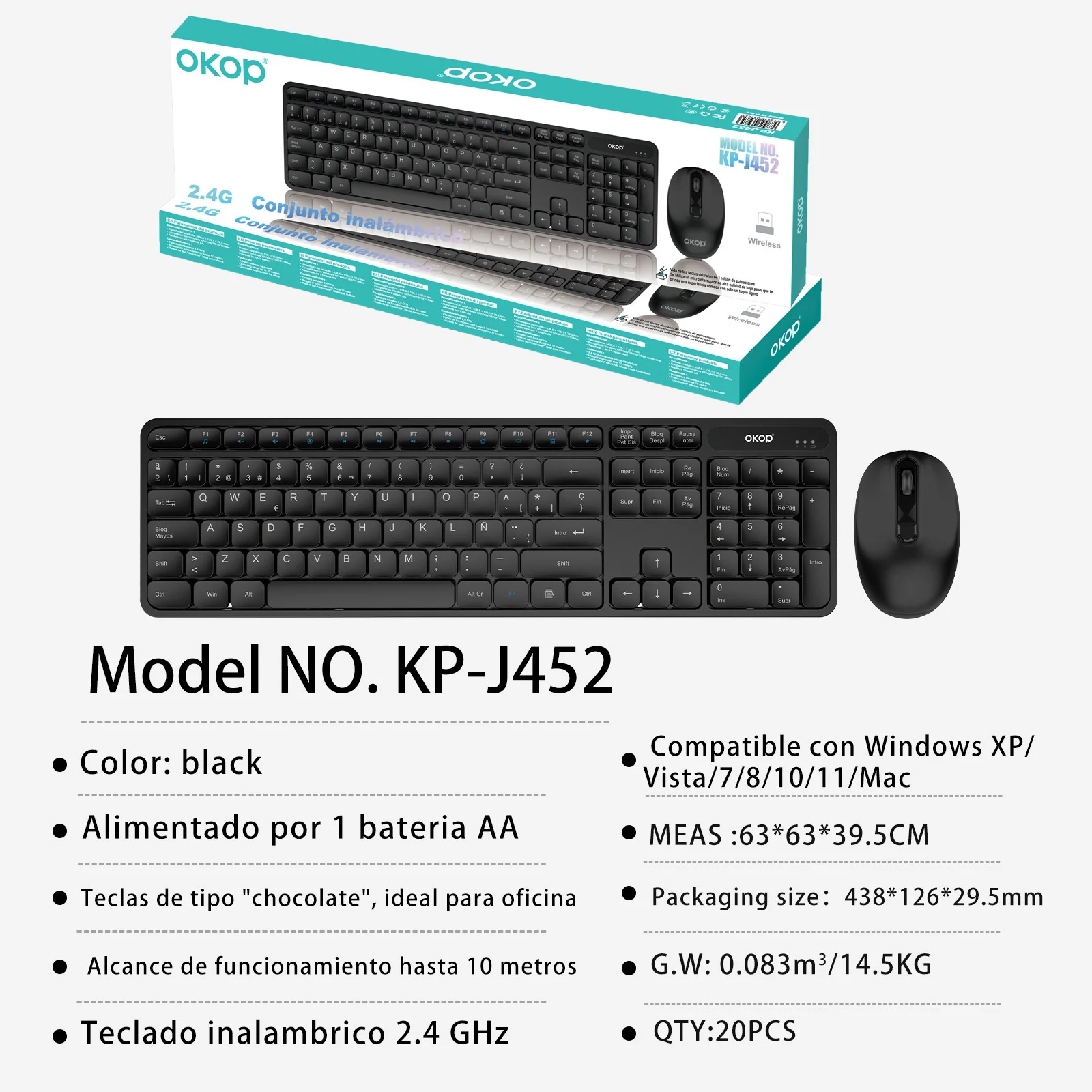 Kp-j452 Wired Keyboard And Mouse Combo Suitable For Gaming Office Home Use USB Desktop Set — image 3