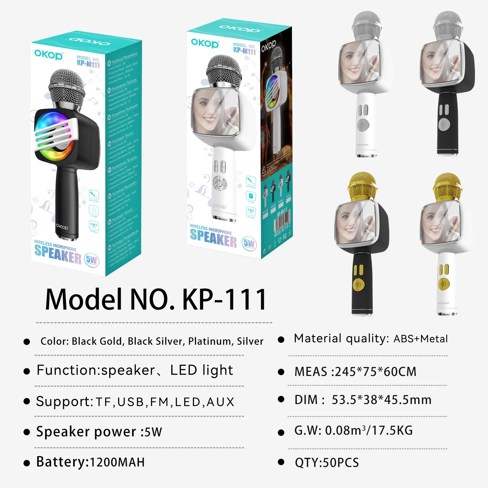 Kp-m111 Wireless Bluetooth Microphone Home Karaoke Speaker Condenser Mic All-in-one… — image 5