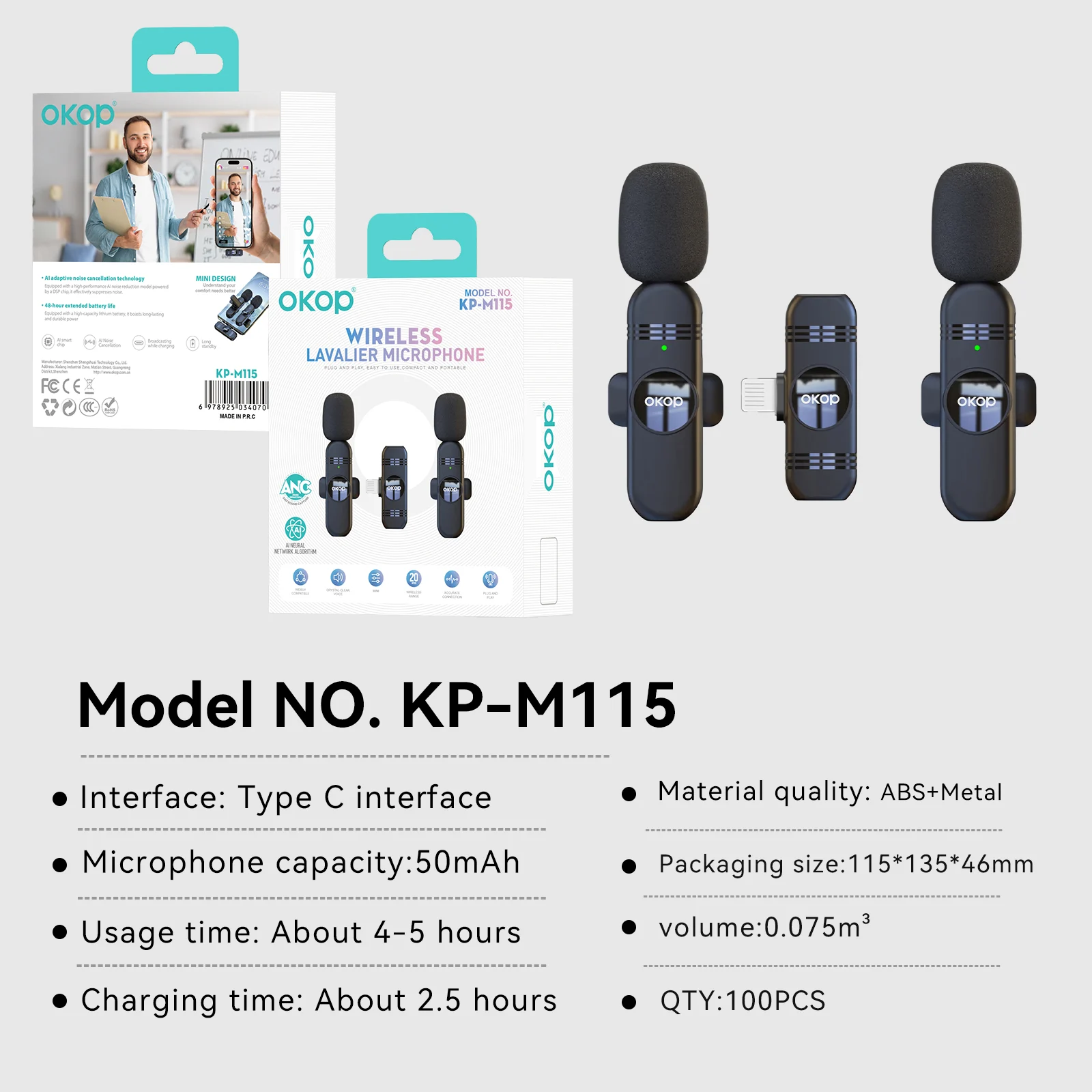 Kp-m115 Best-selling Wireless Lavalier Microphone New Model For Vlogs Livestreaming… — image 4