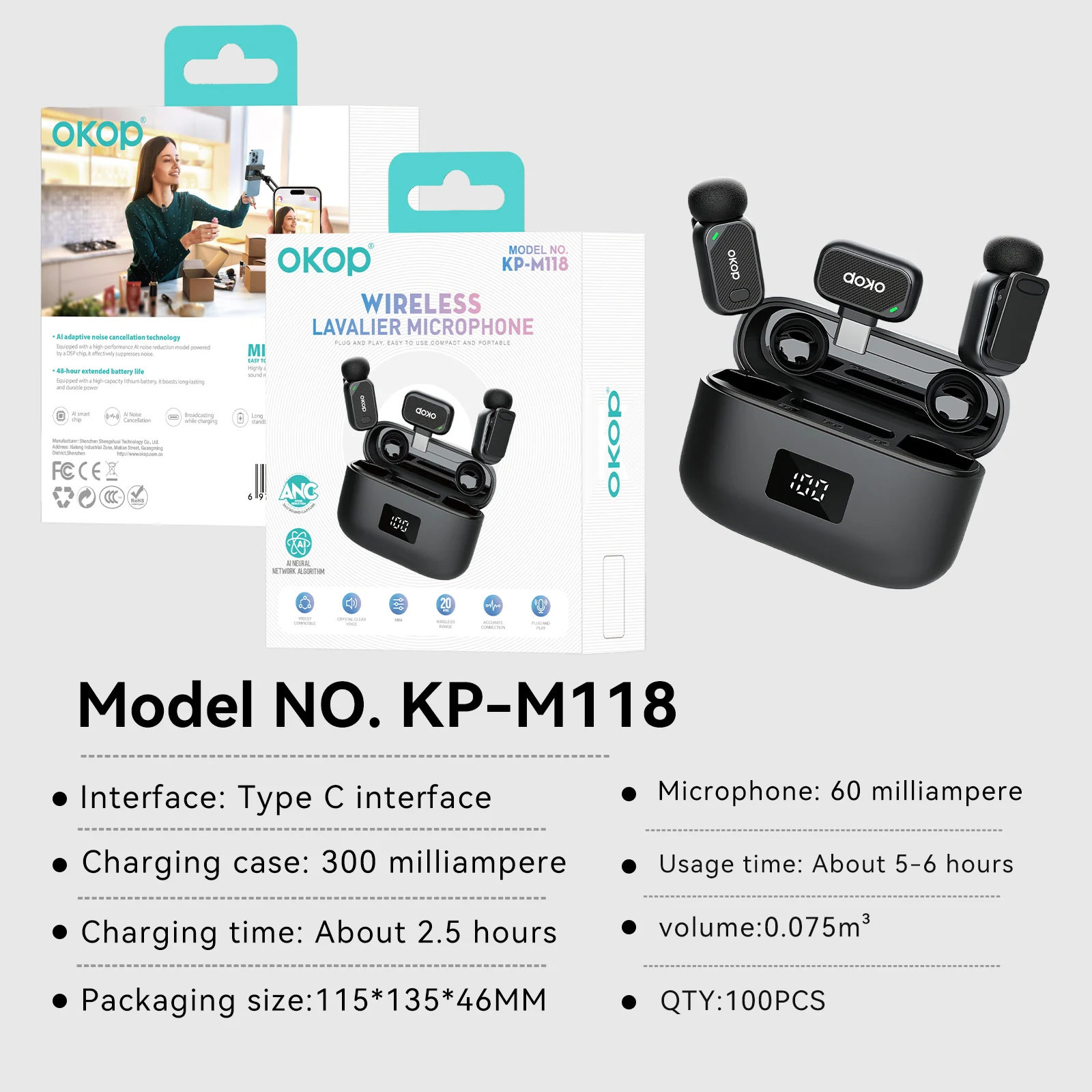 Kp-m118 Best-selling Wireless Lavalier Microphone New Model For Vlogs Livestreaming… — image 4