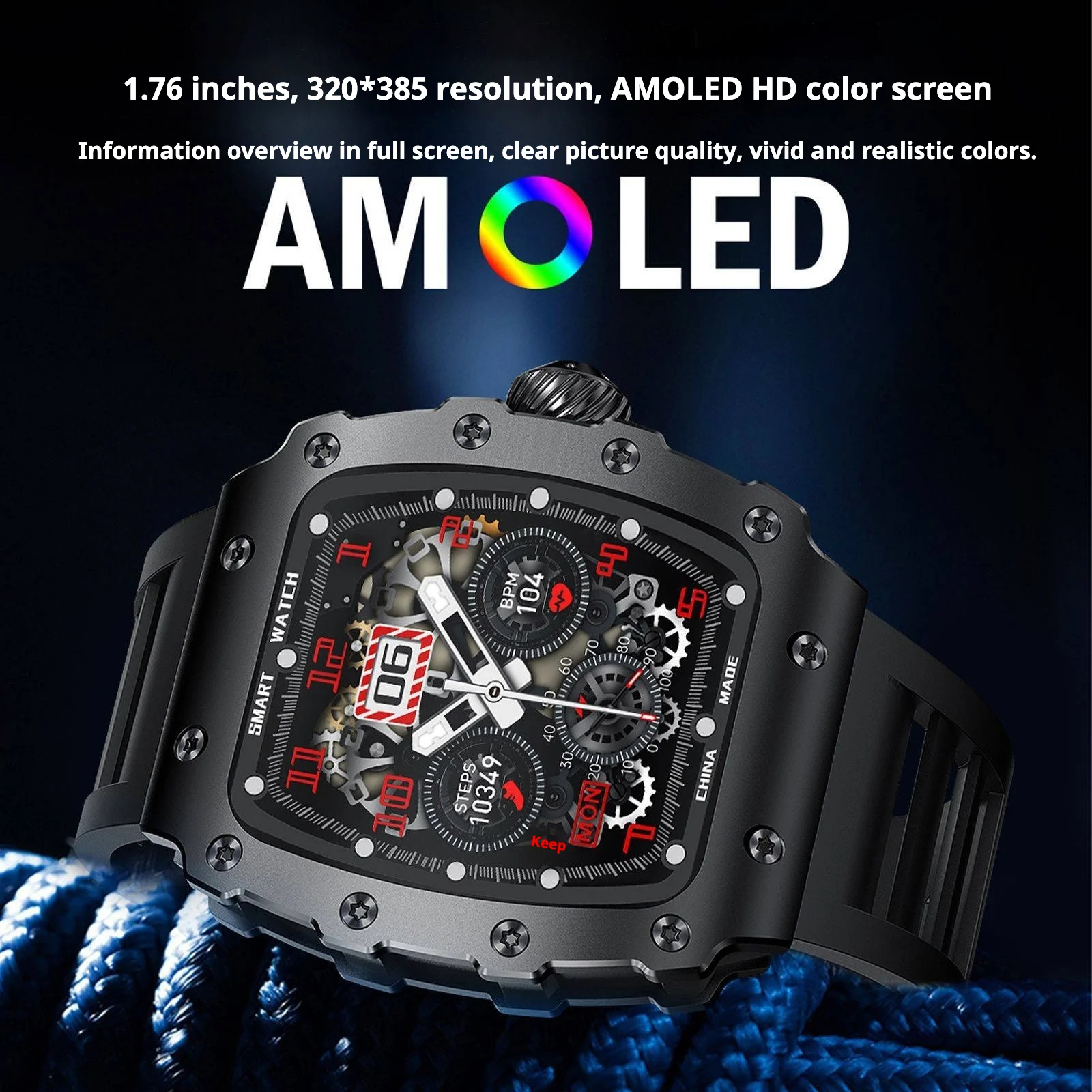 Kp-s100 Smartwatch Heart Rate Blood Pressure Monitoring Bluetooth Calling Sports… — image 8