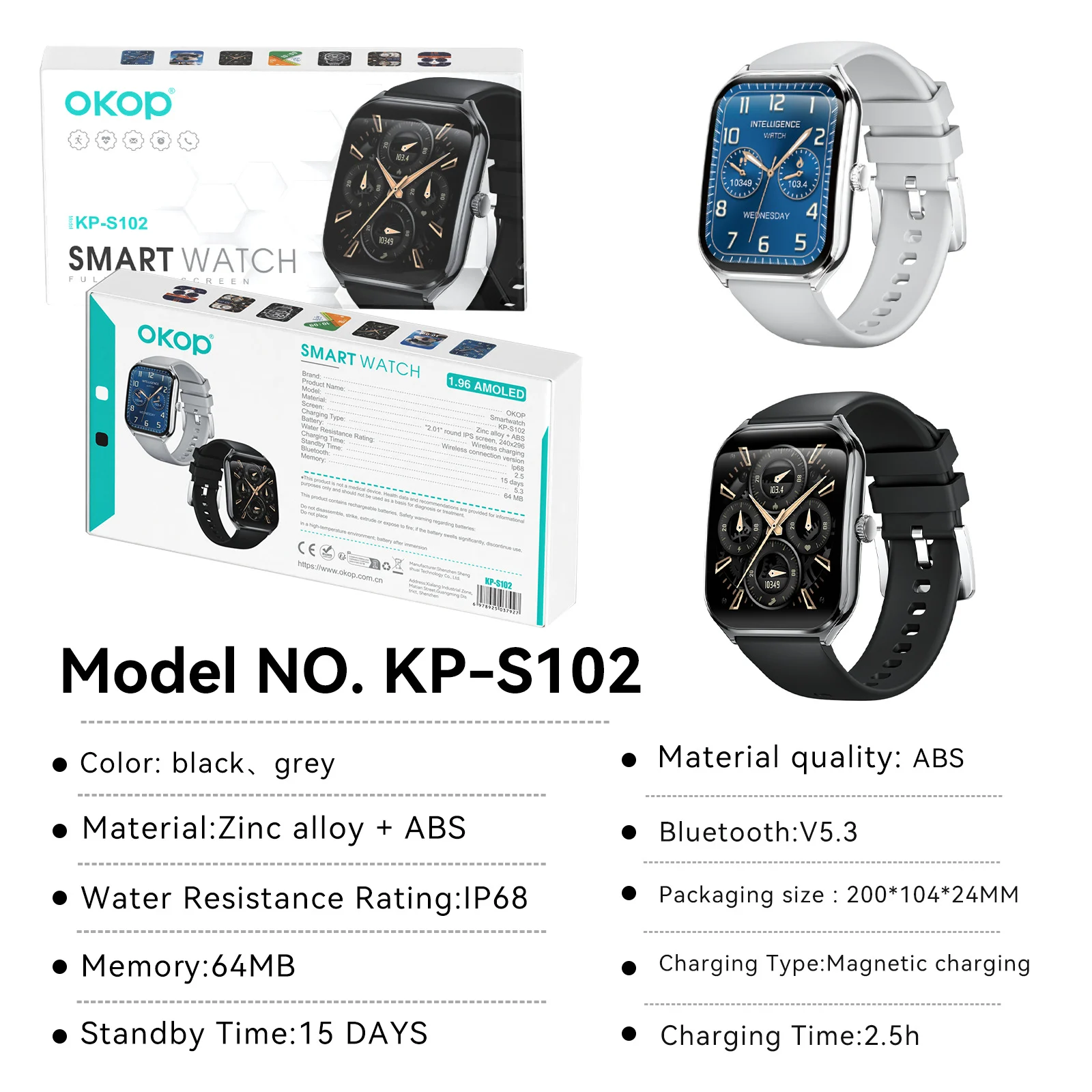 Kp-s102 Best Selling Smartwatch Bluetooth Calling Blood Pressure Monitor Pedometer… — image 6