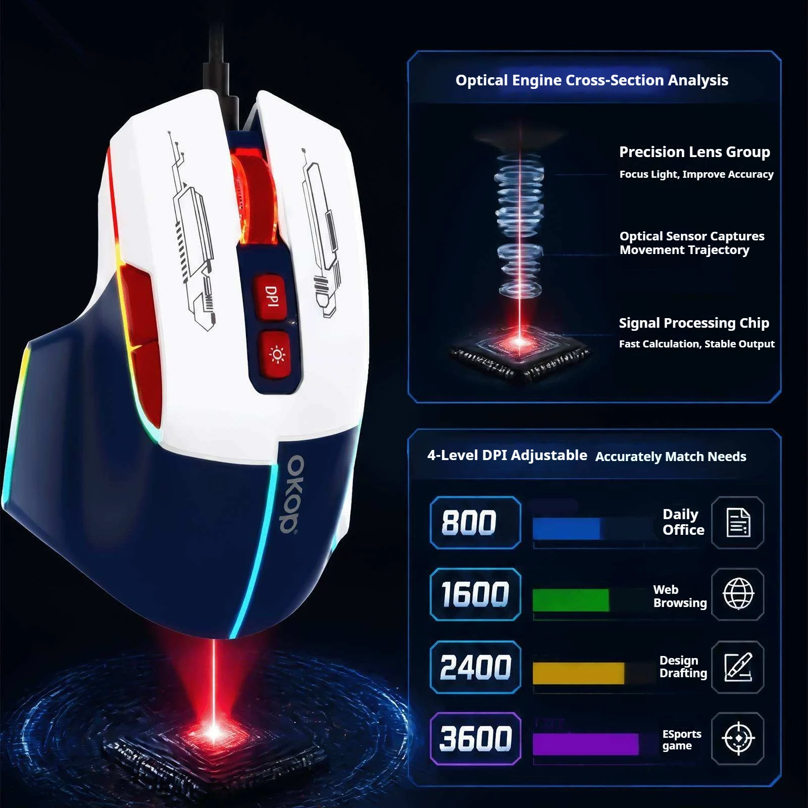 Kp-s407 Wired Optical Mouse Ergonomic Design For Desktops Laptops Office Business And… — image 2