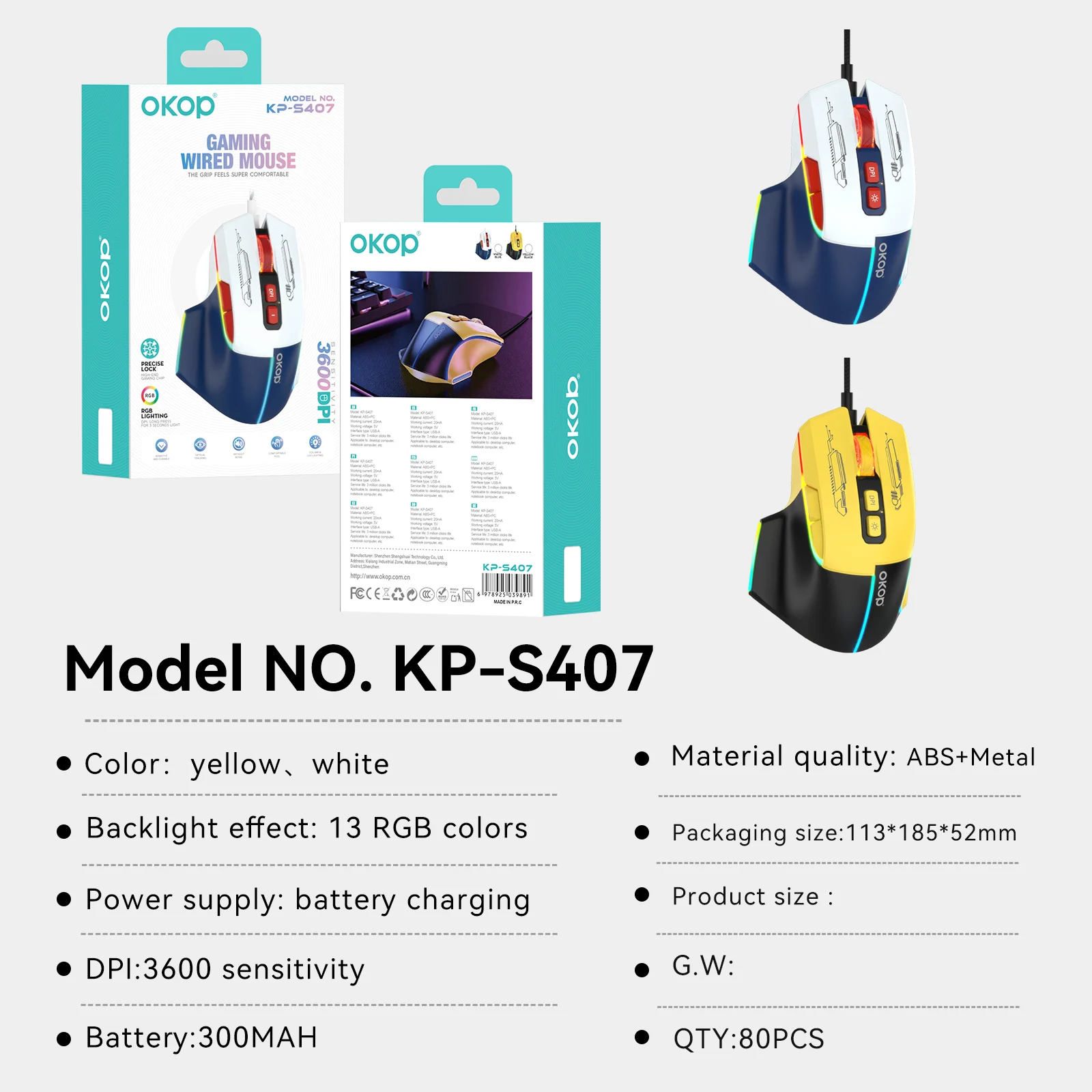 Kp-s407 Wired Optical Mouse Ergonomic Design For Desktops Laptops Office Business And… — image 3