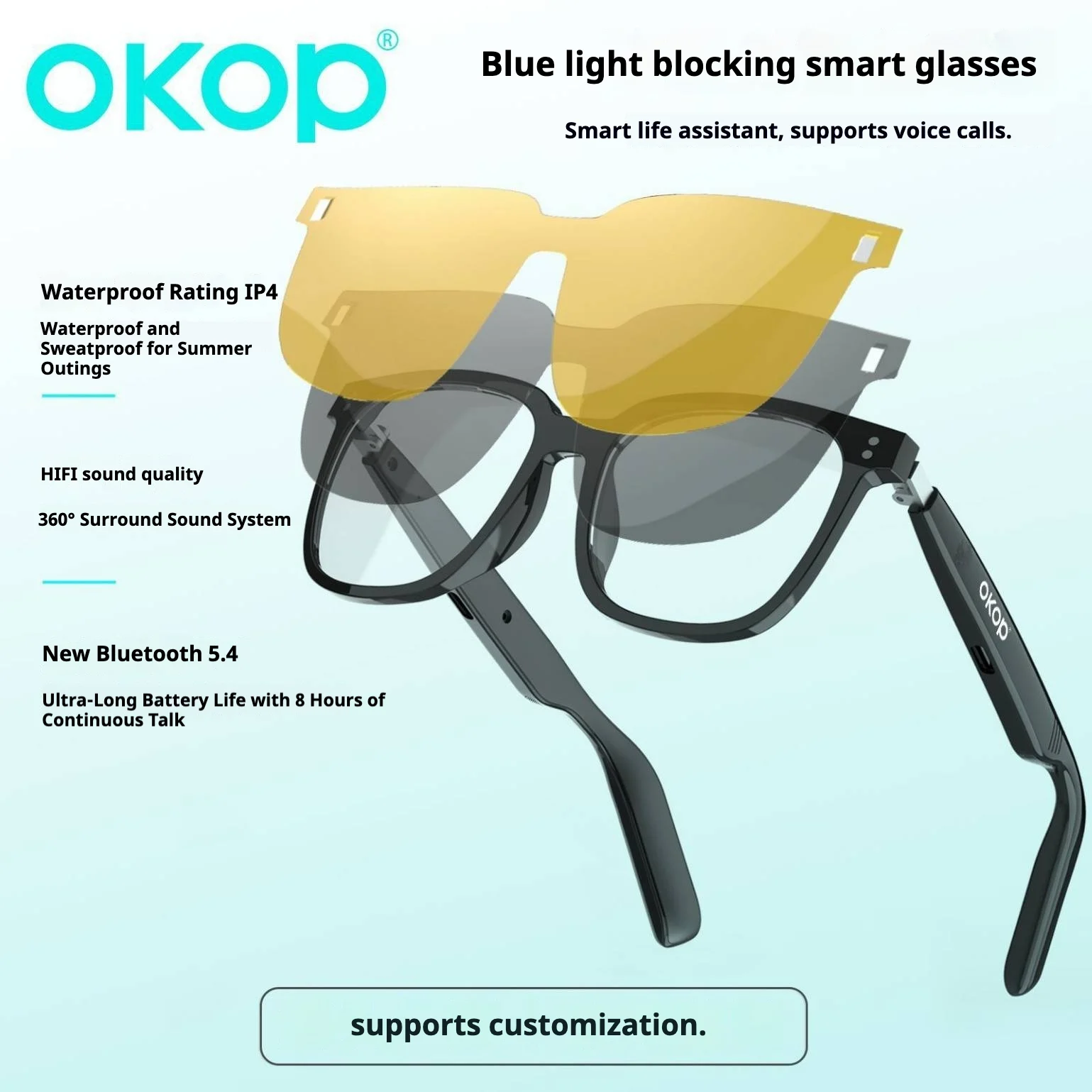 Kp-y102 Smart Glasses Day Night Use Air Conduction Waterproof Sweatproof 3-in-1… — image 3
