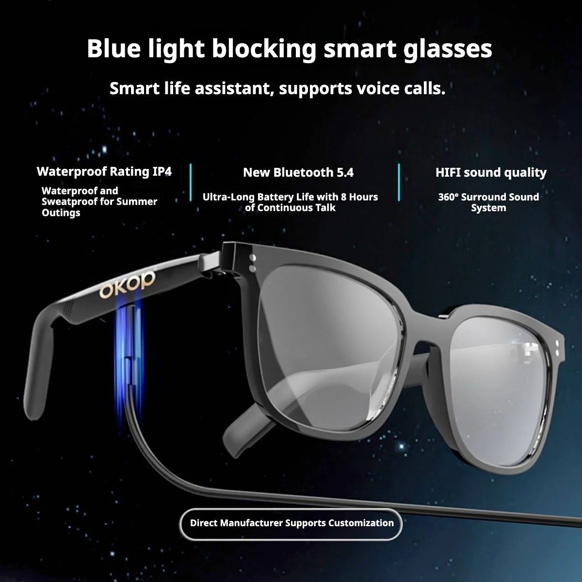 Kp-y102 Smart Glasses Day Night Use Air Conduction Waterproof Sweatproof 3-in-1… — image 4