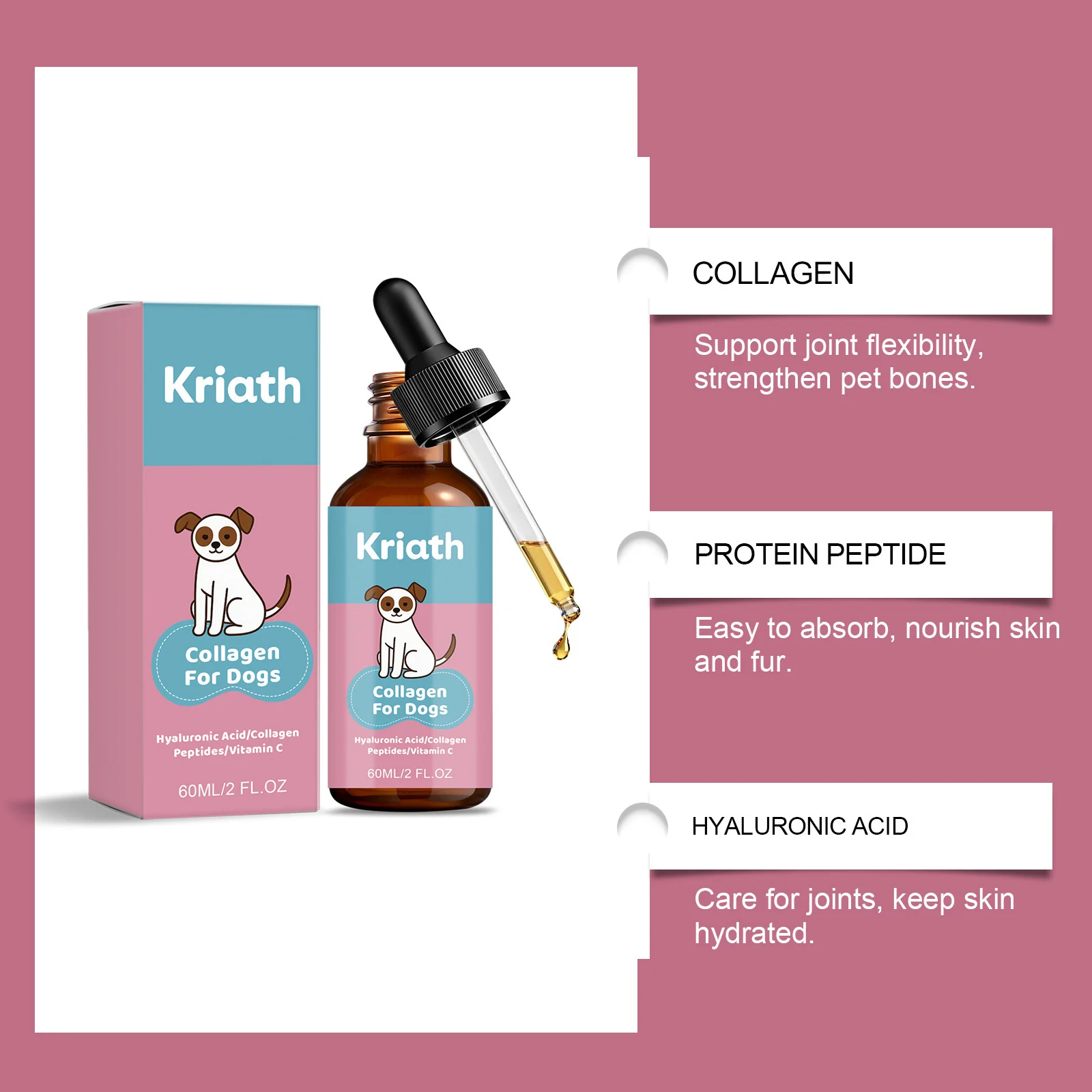 Kriath Collagen Drops For Dogs Daily Gentle Care Your Dog's Body, Body Maintenance — image 3