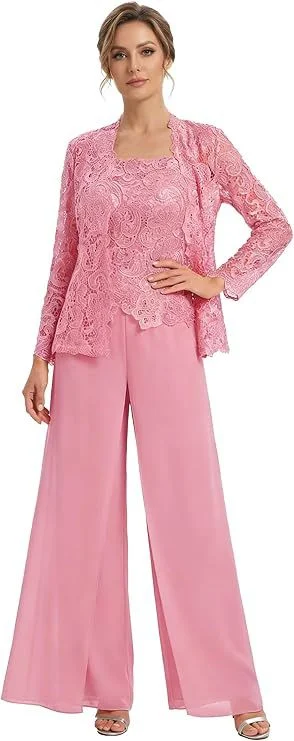 Lace Cardigan Jacket And Pants Three-piece Womens Set — image 4