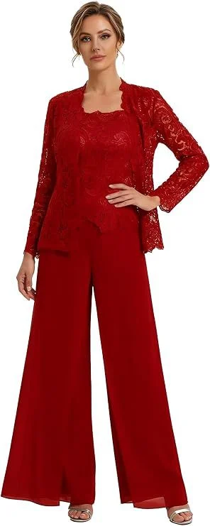 Lace Cardigan Jacket And Pants Three-piece Womens Set — image 5