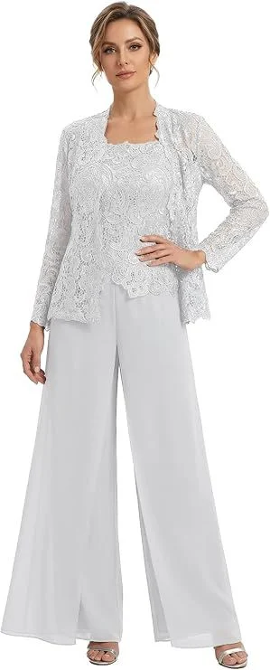 Lace Cardigan Jacket And Pants Three-piece Womens Set — image 3