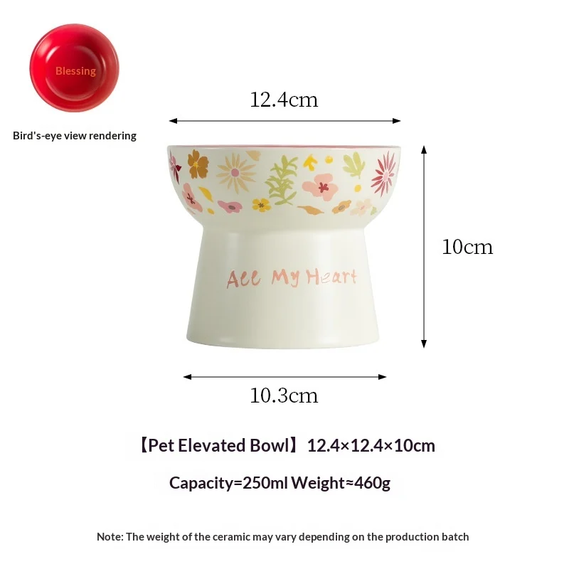 Lacy Ceramic Fu Pet Bowl, Anti-spill Cat Dog Food & Water Dish. — image 6