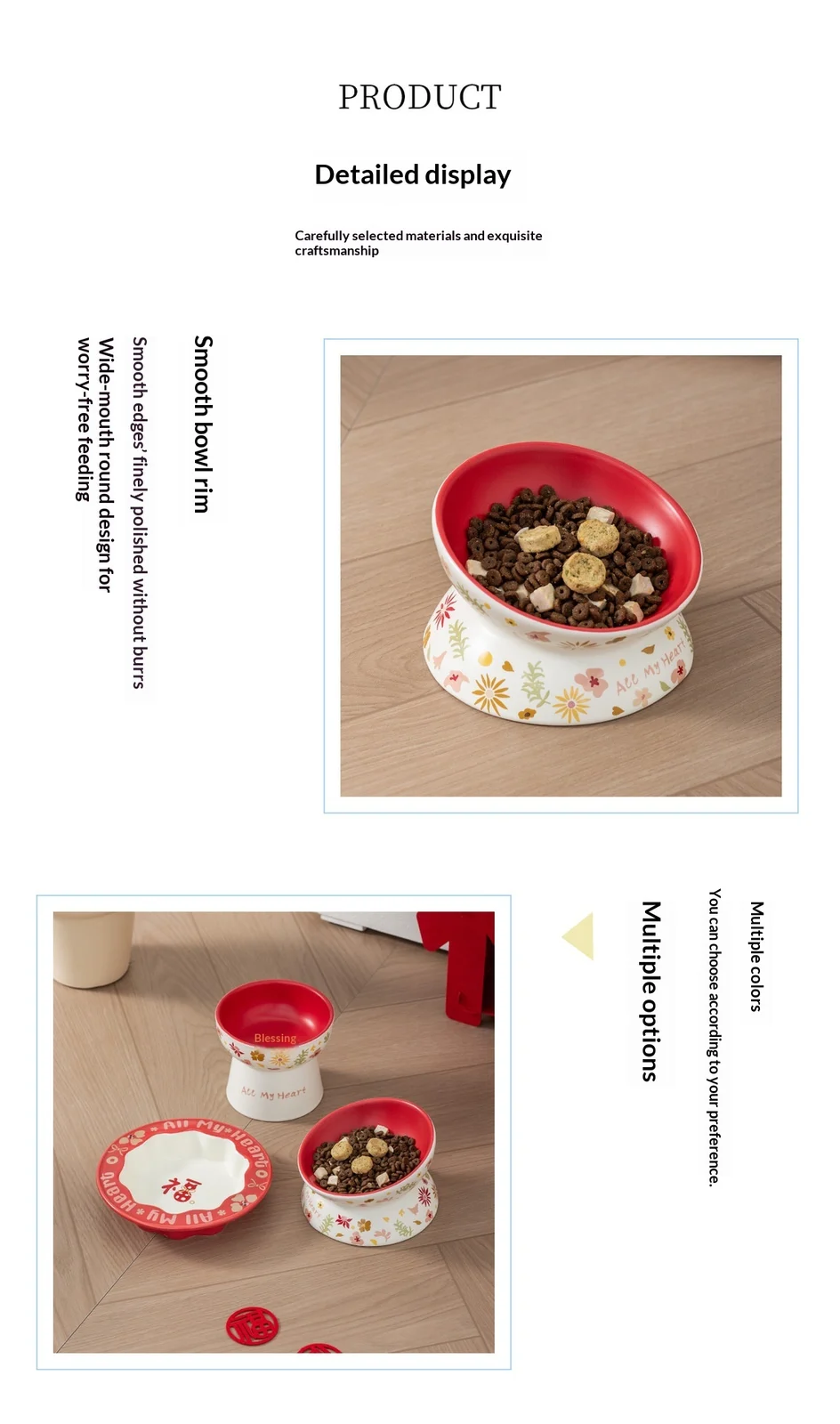 Lacy Ceramic Fu Pet Bowl, Anti-spill Cat Dog Food & Water Dish. — image 14