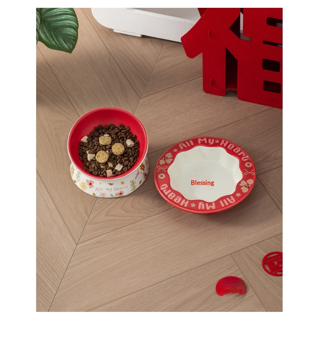 Lacy Ceramic Fu Pet Bowl, Anti-spill Cat Dog Food & Water Dish. — image 13