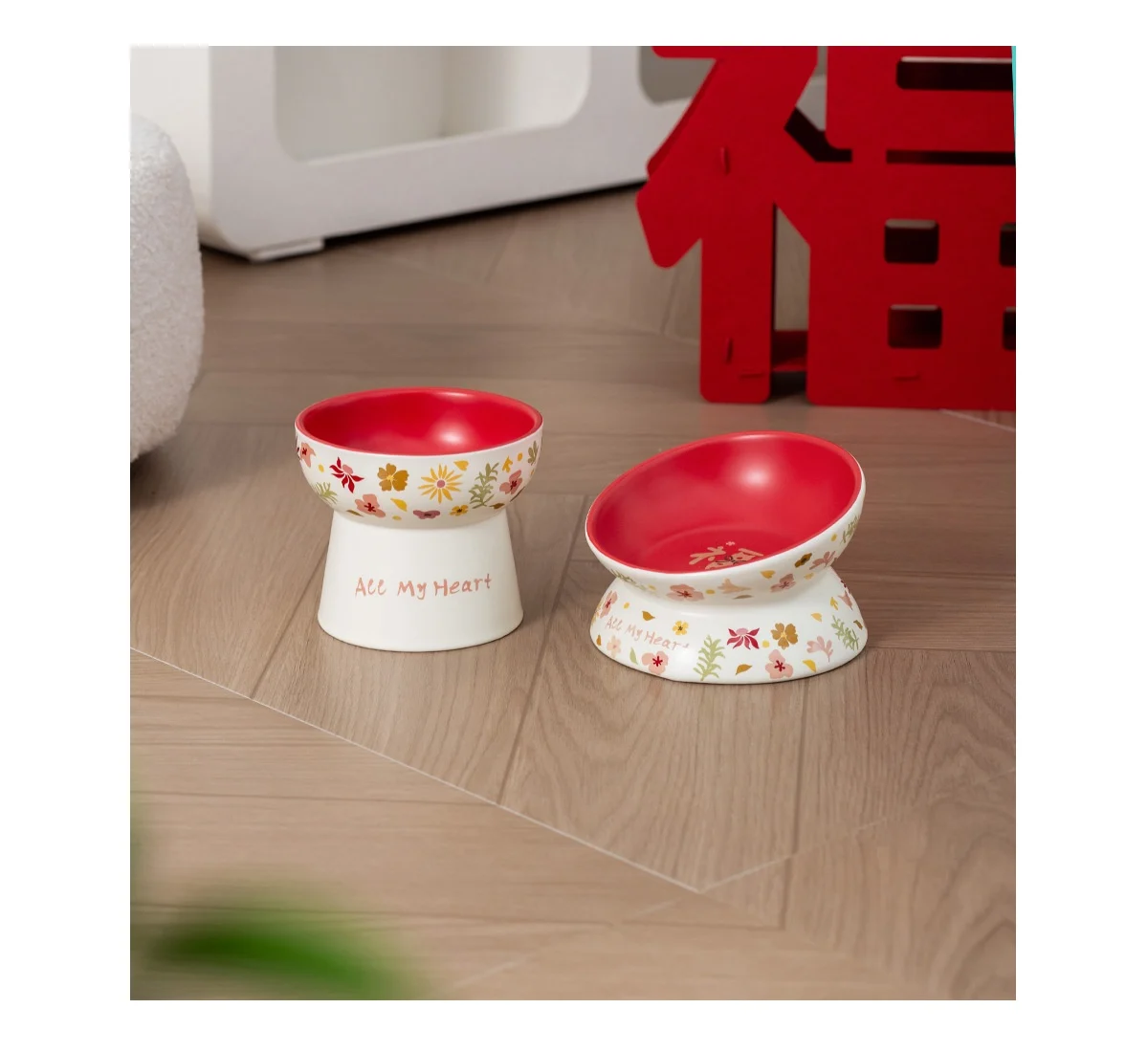 Lacy Ceramic Fu Pet Bowl, Anti-spill Cat Dog Food & Water Dish. — image 10