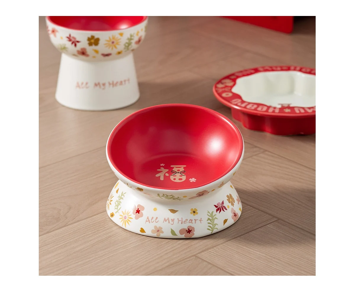 Lacy Ceramic Fu Pet Bowl, Anti-spill Cat Dog Food & Water Dish. — image 9