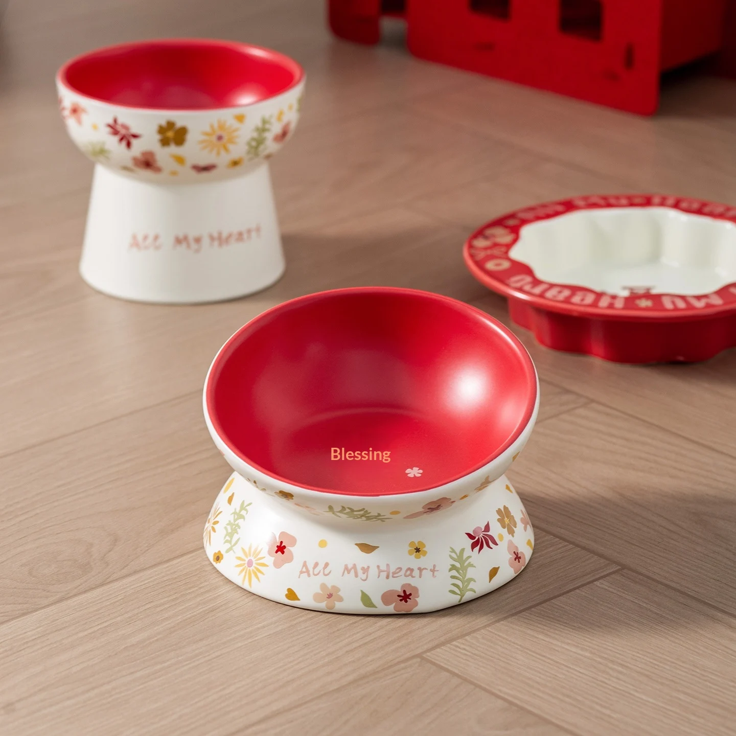 Lacy Ceramic Fu Pet Bowl, Anti-spill Cat Dog Food & Water Dish. — image 12