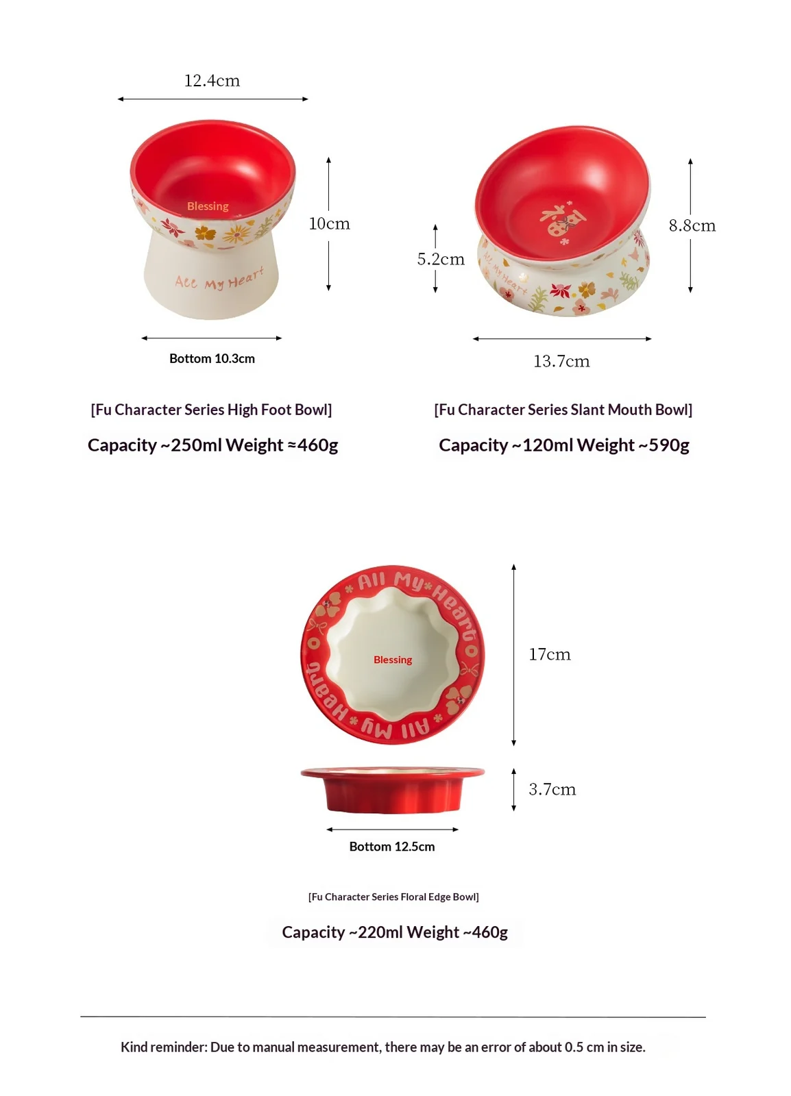 Lacy Ceramic Fu Pet Bowl, Anti-spill Cat Dog Food & Water Dish. — image 2