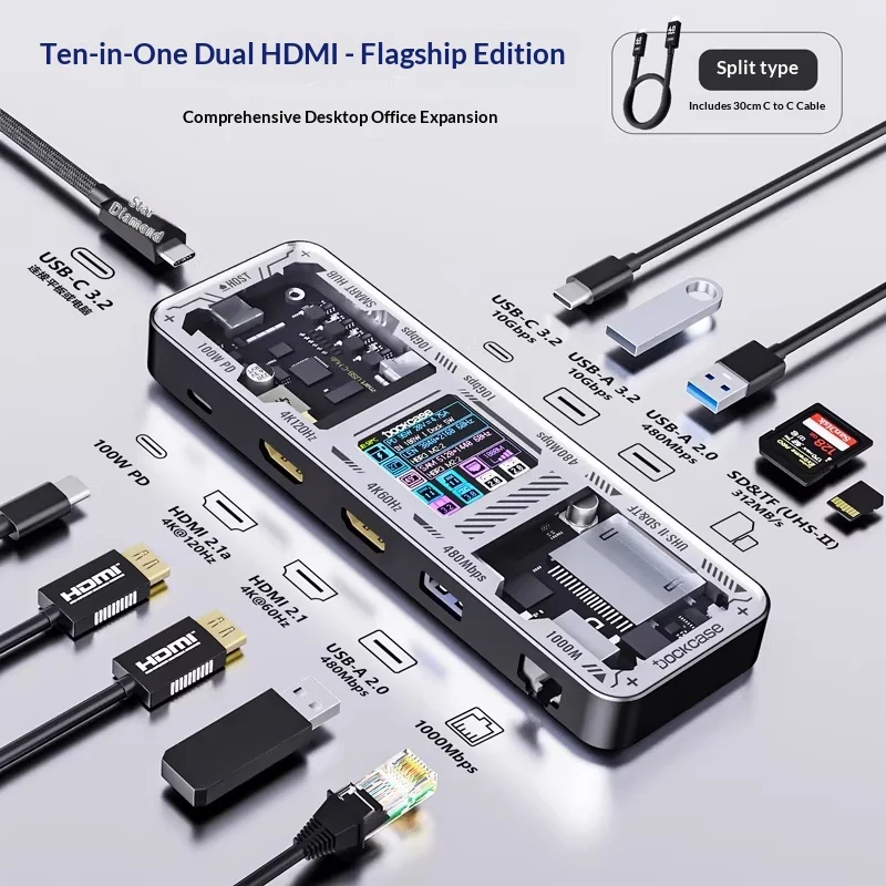 Laptoptab HDMI Mirroring 8K Conversion Gigabit Ethernet Port USB Docking Station — image 2