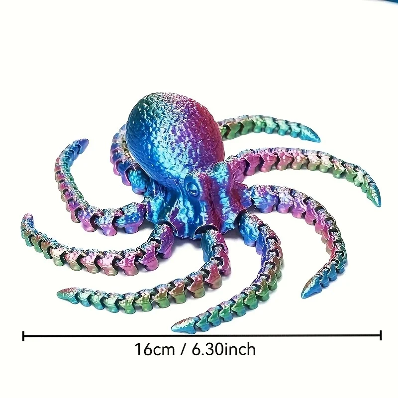 Large 3D Printed Articulated Octopus, Flexible Joint Octopus Fidget Figure, Colorful… — image 7