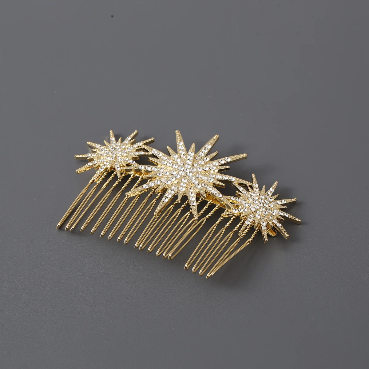Large And Small Diamond-studded Vintage Hair Comb With A Starry Design — image 5