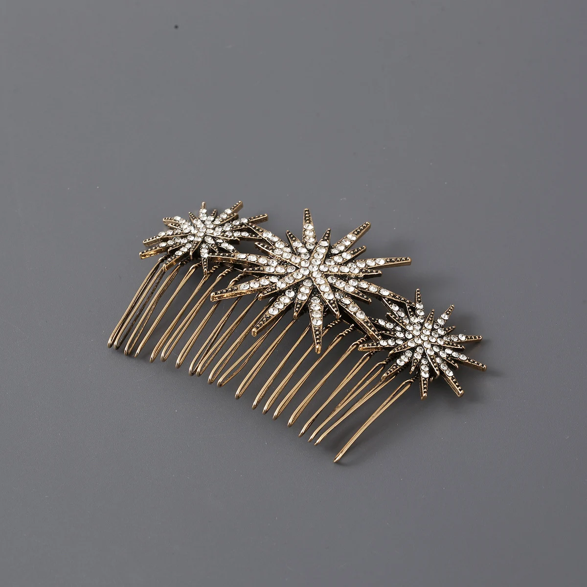 Large And Small Diamond-studded Vintage Hair Comb With A Starry Design — image 3