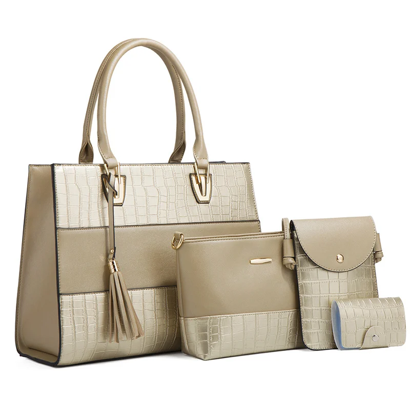 Large-capacity Crocodile-print Handbag And Crossbody Bag Four-piece Set — image 2