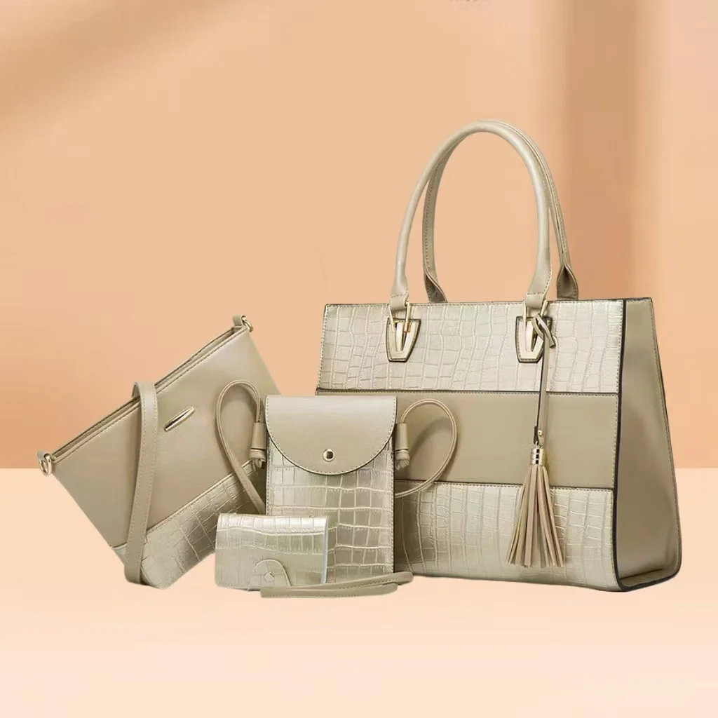 Large-capacity Crocodile-print Handbag And Crossbody Bag Four-piece Set — image 4