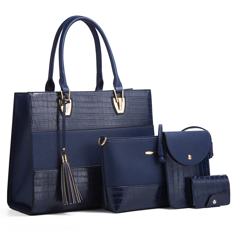 Large-capacity Crocodile-print Handbag And Crossbody Bag Four-piece Set — image 7