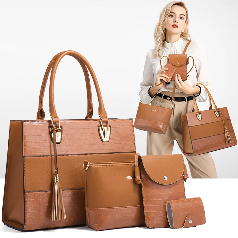 Large-capacity Crocodile-print Handbag And Crossbody Bag Four-piece Set — image 3
