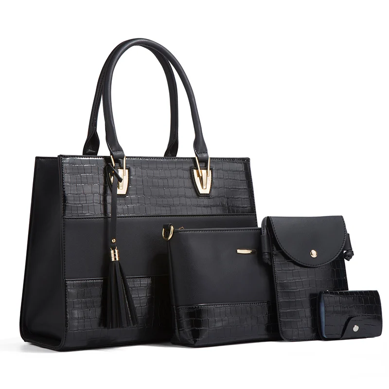 Large-capacity Crocodile-print Handbag And Crossbody Bag Four-piece Set — image 8
