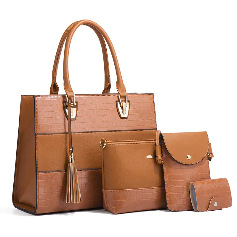Large-capacity Crocodile-print Handbag And Crossbody Bag Four-piece Set — image 5