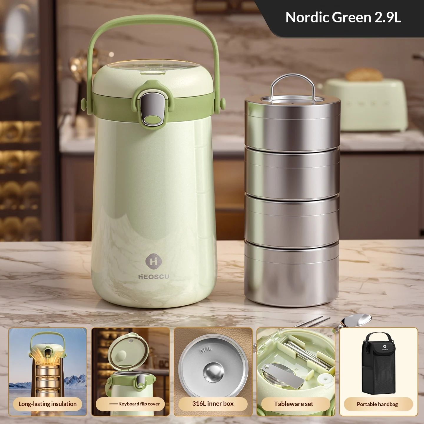 Large-capacity Multi-layer Extra-long-lasting 24-hour Thermal Lunch Box Container — image 8