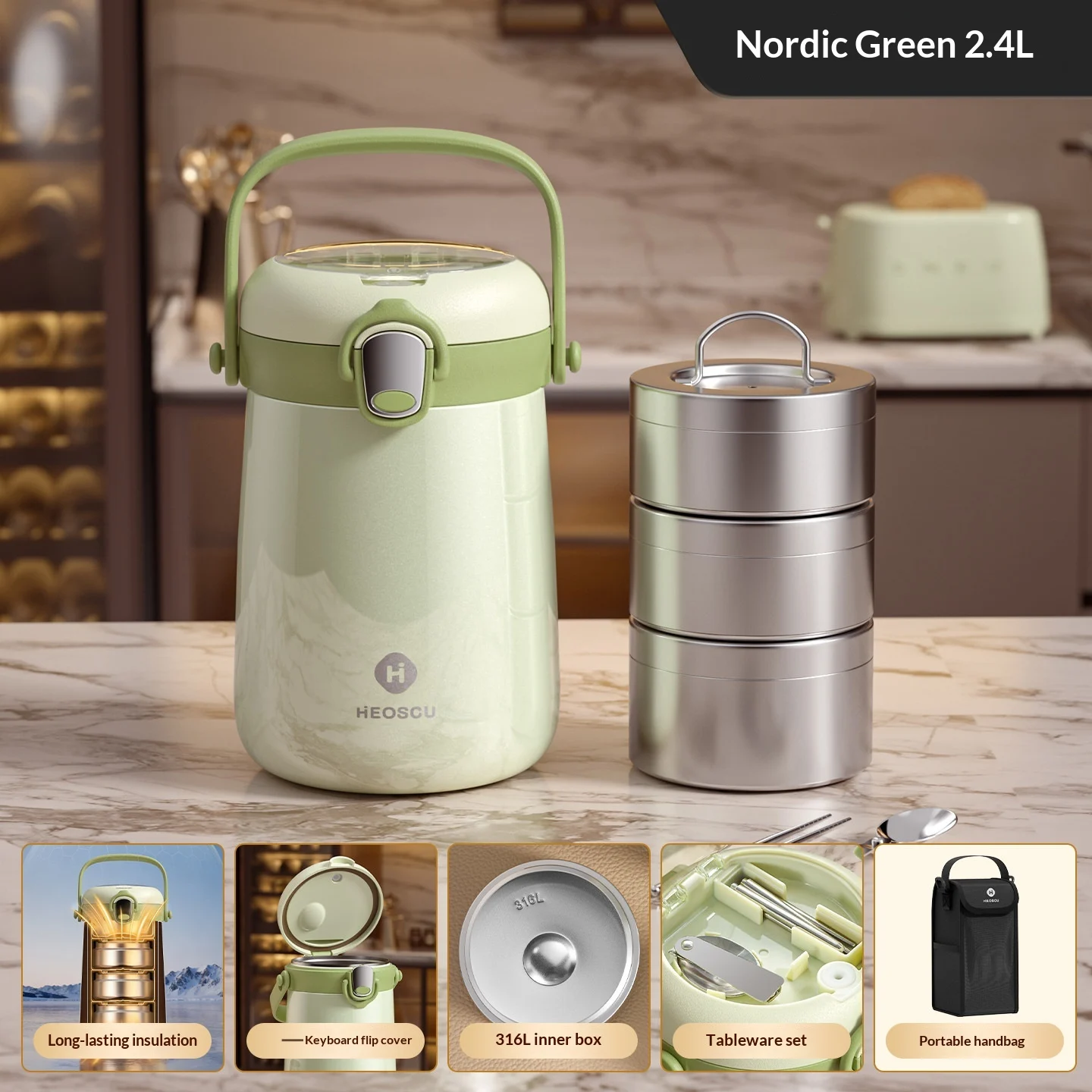 Large-capacity Multi-layer Extra-long-lasting 24-hour Thermal Lunch Box Container — image 9