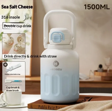 Large-capacity Straw Water Bottle With Insulation — variant image