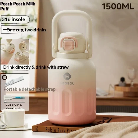 Large-capacity Straw Water Bottle With Insulation — variant image