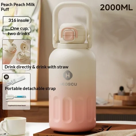 Large-capacity Straw Water Bottle With Insulation — variant image