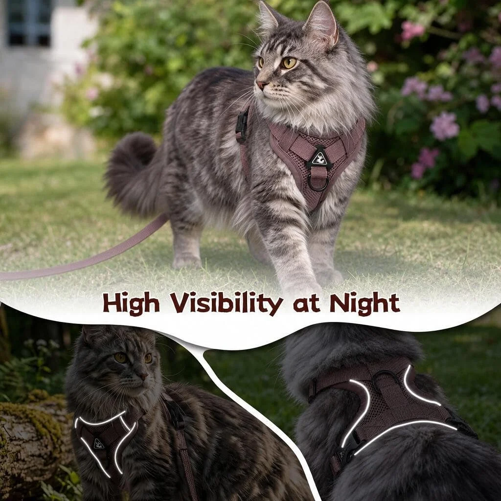 Large Cat Harness And Leash Set Escape Proof Adjustable Mesh Vest With Reflective… — image 8