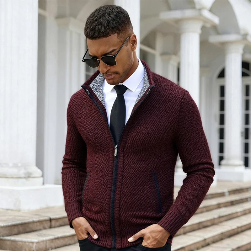 Large Size Autumn And Winter Fleece-lined Thickened Men's Sweater Knitted Cardigan For… — image 6
