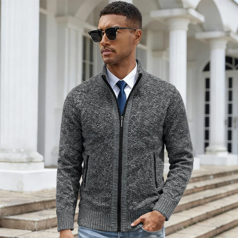 Large Size Autumn And Winter Fleece-lined Thickened Men's Sweater Knitted Cardigan For… — image 7