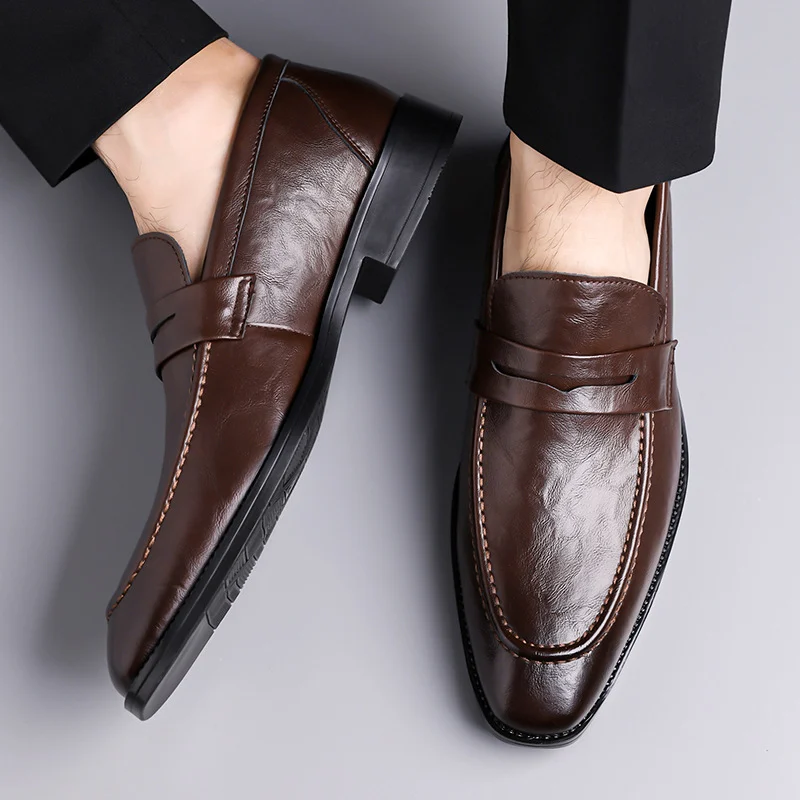 Large-size Slip-on Mens Leather Shoes Classic For Business — image 6