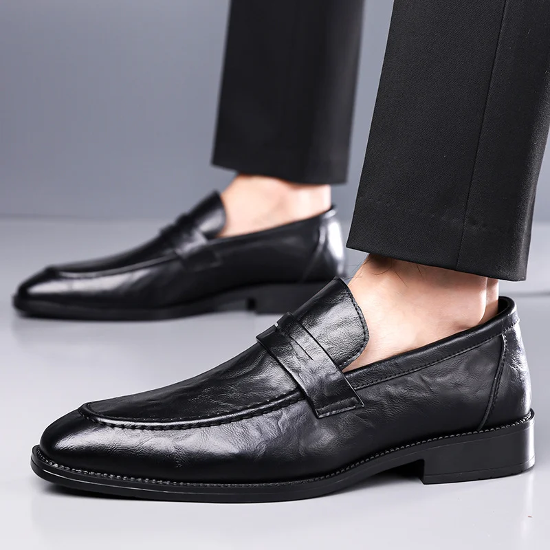 Large-size Slip-on Mens Leather Shoes Classic For Business — image 5