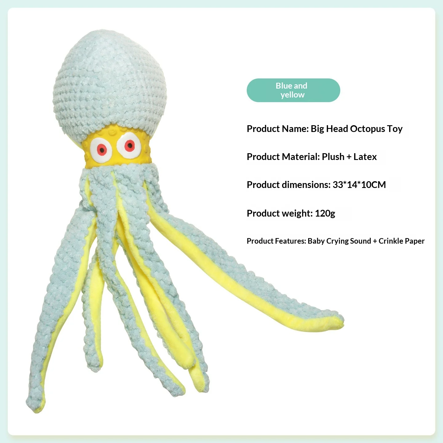 Latex Octopus Pet Plush Toy — image 5