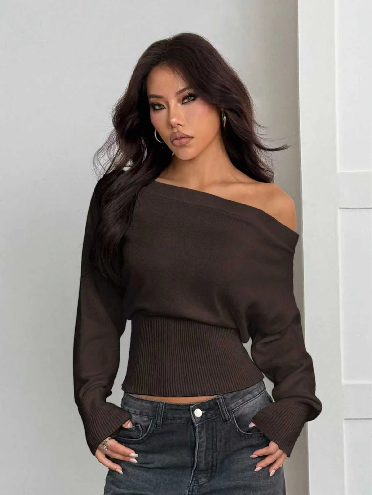 Lazy Style Loose Off-shoulder Design Knitted Top Women's Autumn And Winter New… — image 5